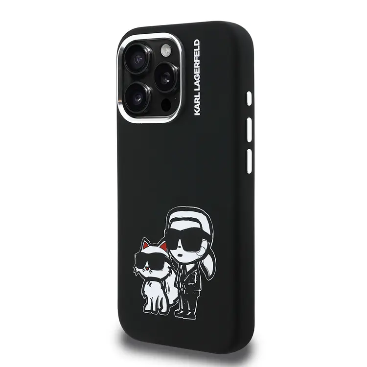 iPhone 16 Pro Silikon Kılıf, Karl & Choupette Sketch Logo - Karl Lagerfeld