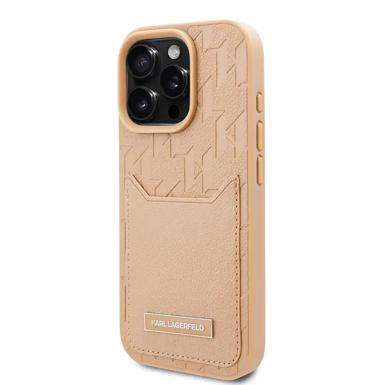 iPhone 16 Pro Kartlıklı Monogram Kılıf - Karl Lagerfeld KL Desenli