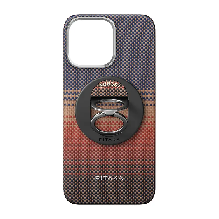 iPhone 16 Pro MagSafe Uyumlu Aramid Fiber Kılıf - Pitaka Tactile Woven Sunset