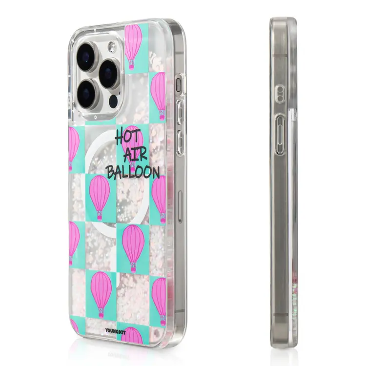 iPhone 16 Pro MagSafe Uyumlu Kumlu Sıvılı Kılıf - Youngkit Pink Dream Quicksand