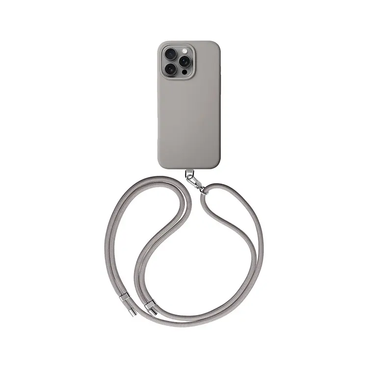 iPhone 16 Pro MagSafe Uyumlu Askı İpli Silikon Kılıf - Coehl Creme