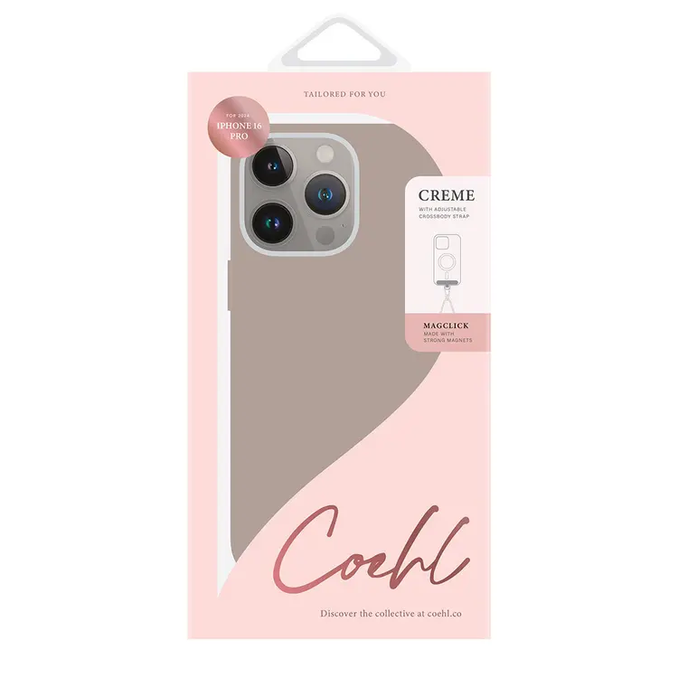 iPhone 16 Pro MagSafe Uyumlu Askı İpli Silikon Kılıf - Coehl Creme