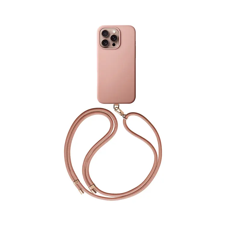 iPhone 16 Pro Max MagSafe Uyumlu Silikon Kılıf, Askı İpli - Coehl Creme