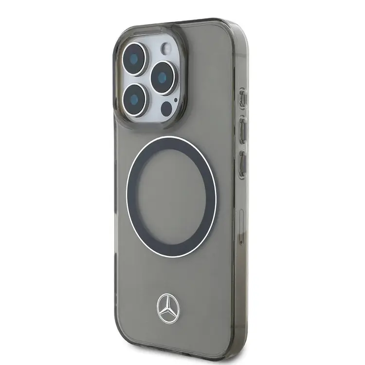 iPhone 16 Pro Max MagSafe Uyumlu Şeffaf Kılıf - Mercedes Benz Silver Ring