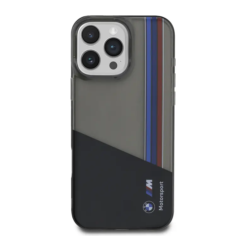 iPhone 16 Pro Max Yarı Transparan M Dizayn Çizgili Kılıf - BMW
