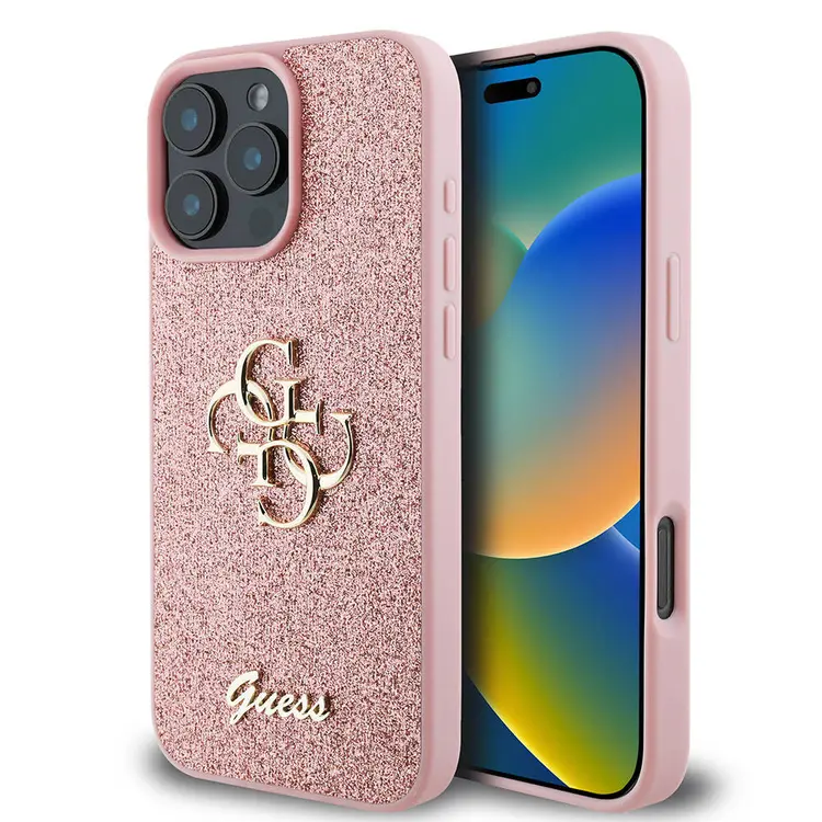 iPhone 16 Pro Max Glitter Kılıf, Büyük Metal Logo - Guess 4G