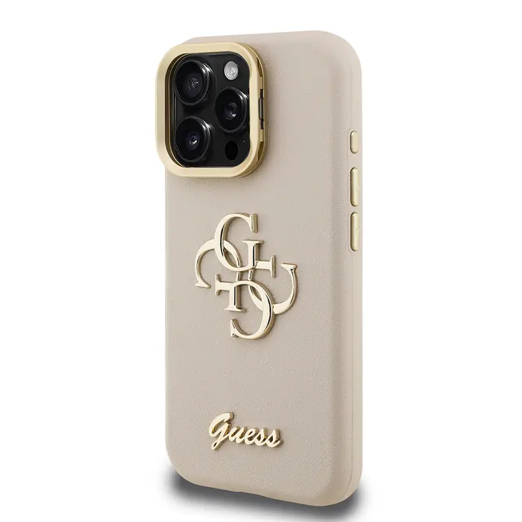 iPhone 16 Pro Max Kamera Standlı Kılıf - Guess Grained Yazı Logolu
