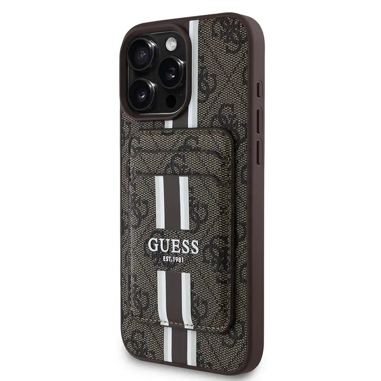 iPhone 16 Pro Max MagSafe Uyumlu Kartlıklı Kılıf - Guess 4G Çizgili
