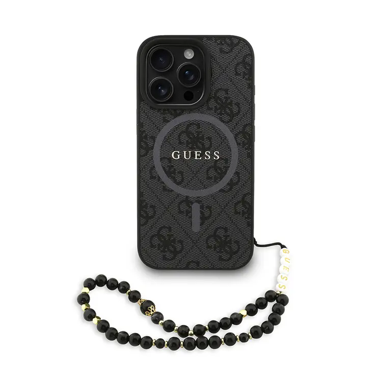 iPhone 16 Pro Max MagSafe Uyumlu PU Deri Kılıf - Guess Bilek Askılı
