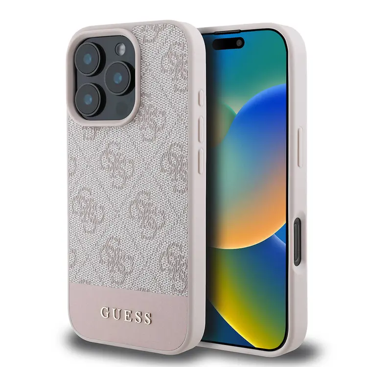 iPhone 16 Pro Max MagSafe Uyumlu PU Deri Kılıf - Guess Şerit Logo