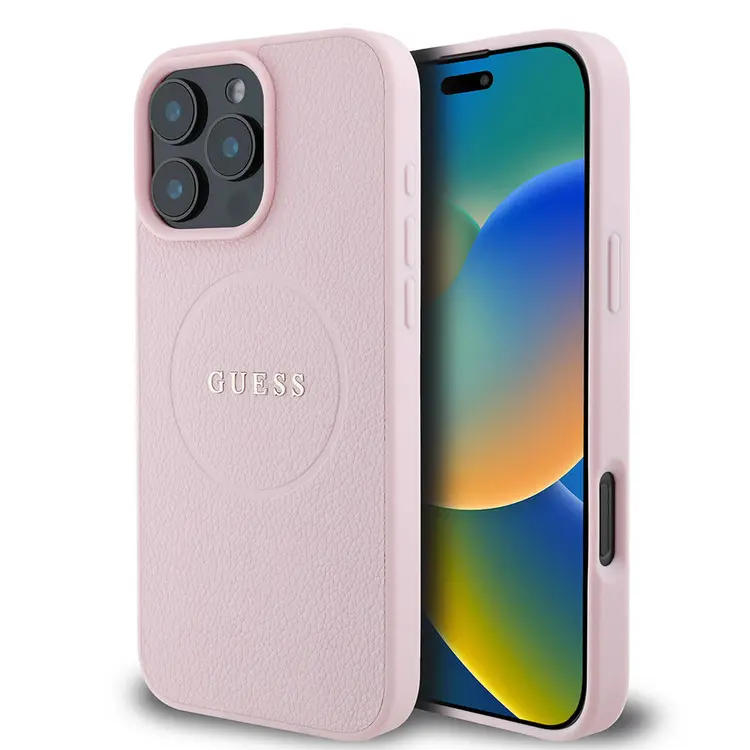 iPhone 16 Pro Max MagSafe Uyumlu Grained Kılıf - Guess Yazı Logolu