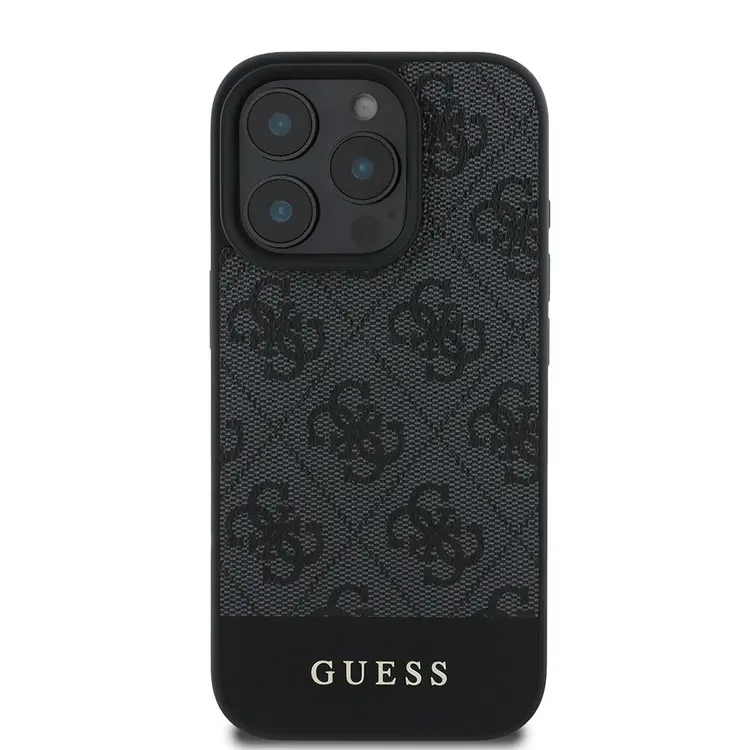 iPhone 16 Pro Max PU Deri Şerit Logo Kılıf - Guess
