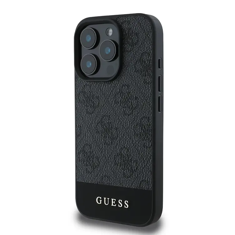 iPhone 16 Pro Max PU Deri Şerit Logo Kılıf - Guess