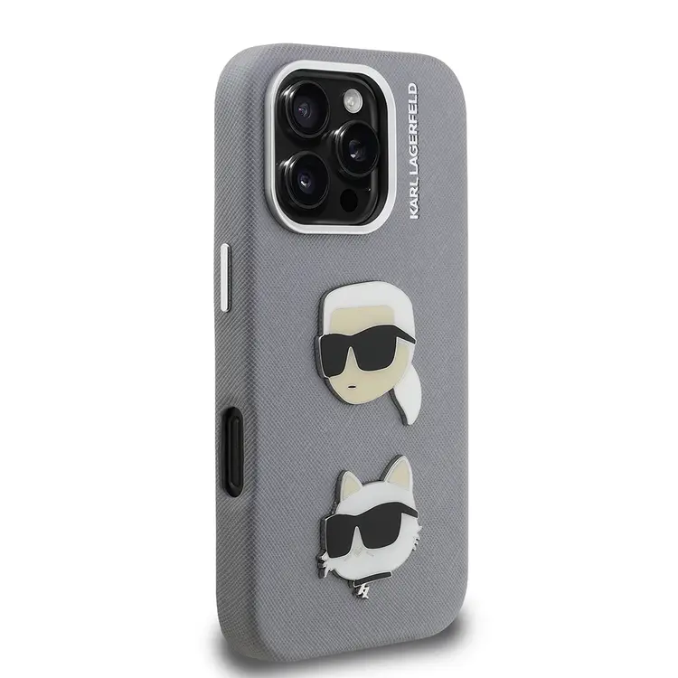 iPhone 16 Pro Max Kılıf, Lisanslı K&C Heads Pin Tasarım - Karl Lagerfeld