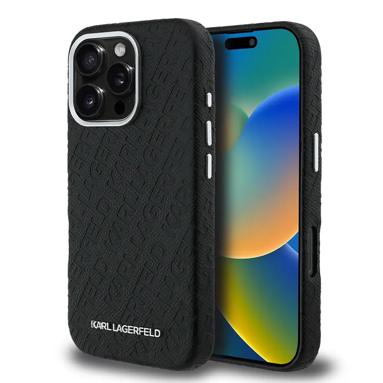 iPhone 16 Pro Max PU Deri Kılıf, Metal Logo Detaylı - Karl Lagerfeld