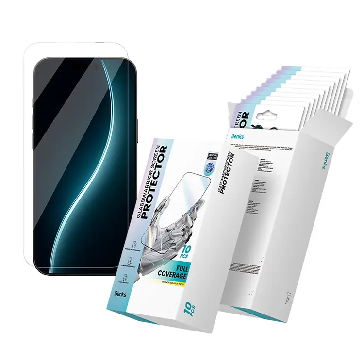 iPhone 17 Air Cam Ekran Koruyucu, 0.3 mm Safir Kaplama 10'lu Paket - Benks Glass Warrior