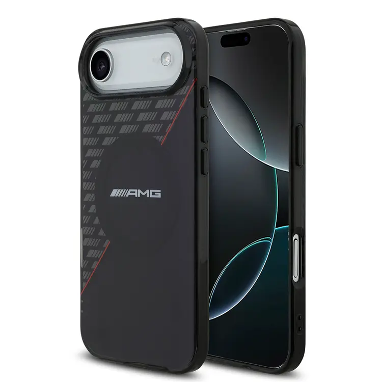 Apple iPhone 17 Air Kılıf AMG Orjinal Lisanslı M-safe Şarj Özellikli Çift Katmanlı Kırmızı Çapraz Çizgili Kapak
