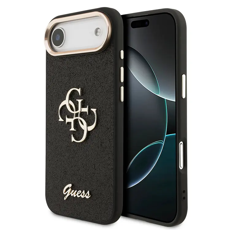 iPhone 17 Air Glitter Kılıf, Büyük Metal Kamera Çerçeveli - Guess