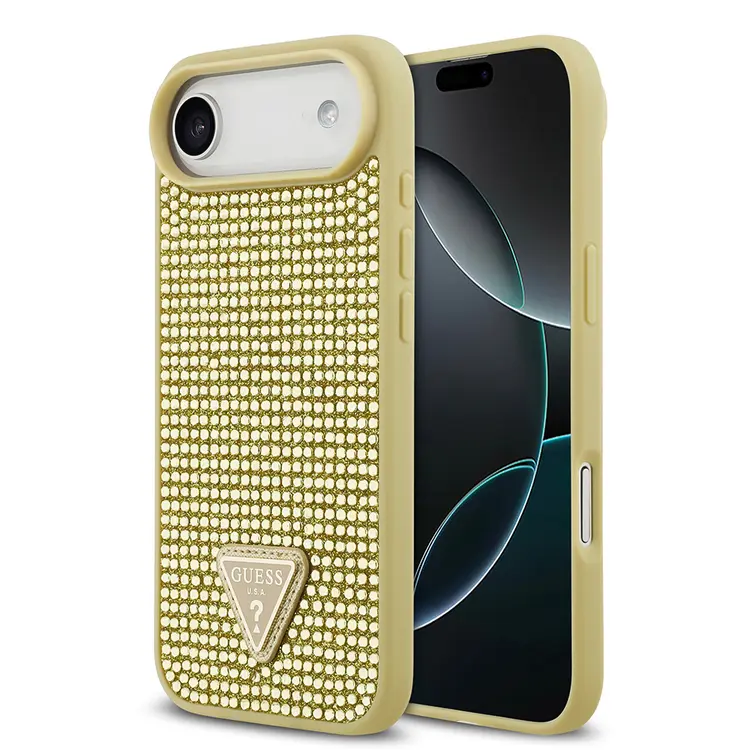 iPhone 17 Air Taşlı Arka Yüzey Üçgen Logolu Kılıf - Guess