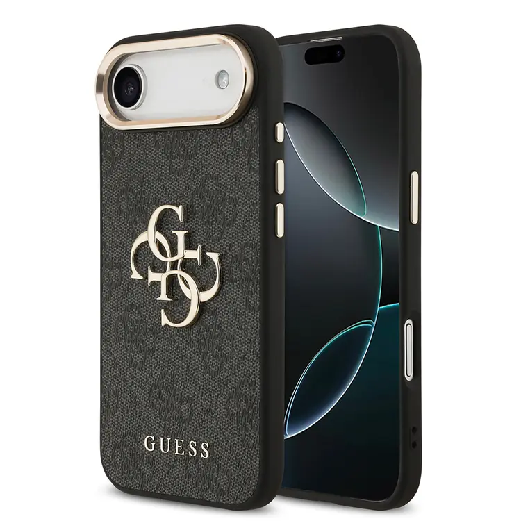 iPhone 17 Air Guess Lisanslı Gold Kamera Çerçeveli 4G Desenli Kılıf