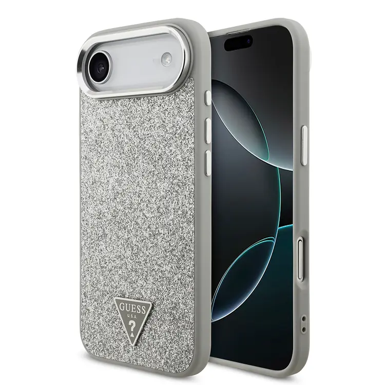 iPhone 17 Air MagSafe Uyumlu Glitter Kılıf - Guess Üçgen Logolu