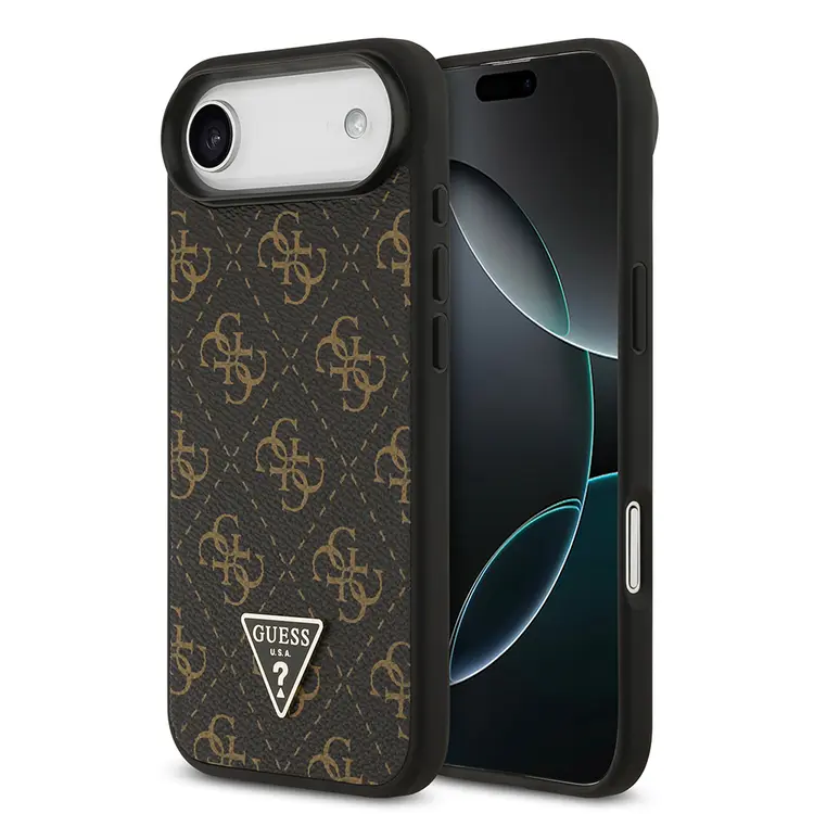 iPhone 17 Air PU Deri Kılıf - Guess 4G Desenli Üçgen Logolu