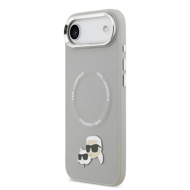 Apple iPhone 17 Air Kılıf Karl Lagerfeld Orjinal Lisanslı M-safe Şarj Özellikli Metal Kamera ve Buton Tasarımlı K&C PU Deri Kapak