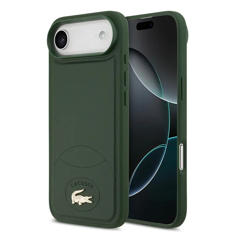Apple iPhone 17 Air Kılıf Lacoste Orjinal Lisanslı M-safe Şarj Özellikli PU Deri Tasarımlı Metal Logolu Kapak