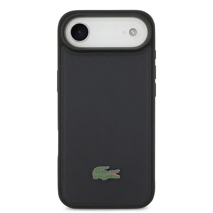 Apple iPhone 17 Air Kılıf Lacoste Orjinal Lisanslı M-safe Şarj Özellikli PU Pike Desenli Metal Logolu Kartlıklı Kapak