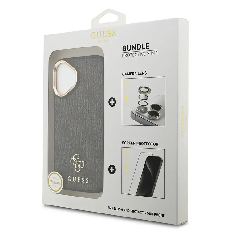 iPhone 17 Guess Lisanslı 4G Logolu Kılıf + Ekran ve Lens Koruyucu Set