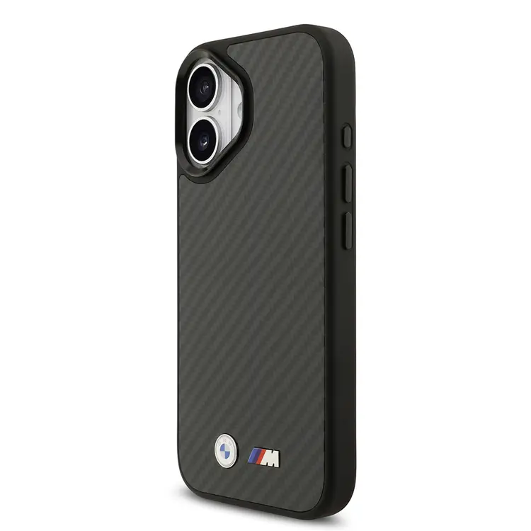 Apple iPhone 17 Kılıf BMW Orjinal Lisanslı M-safe Şarj Özellikli Karbon Fiber Metal Logolu Kapak