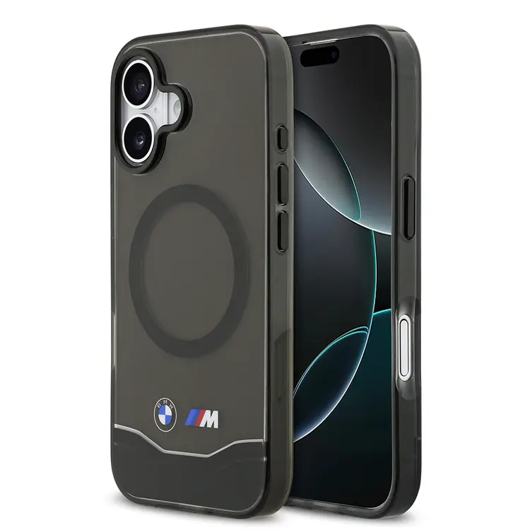 Apple iPhone 17 Kılıf BMW Orjinal Lisanslı M-safe Şarj Özellikli Metal Buton Tasarımlı Tranparan M Dizayn Kapak
