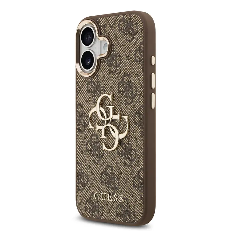iPhone 17 Gold Metal Kamera Çerçeveli 4G Desenli Kılıf - Guess
