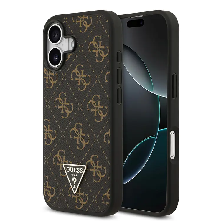 iPhone 17 PU Deri 4G Desenli Üçgen Logolu Kılıf - Guess