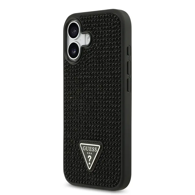 iPhone 17 Taşlı Arka Yüzey Üçgen Logolu Kılıf - Guess Lisanslı