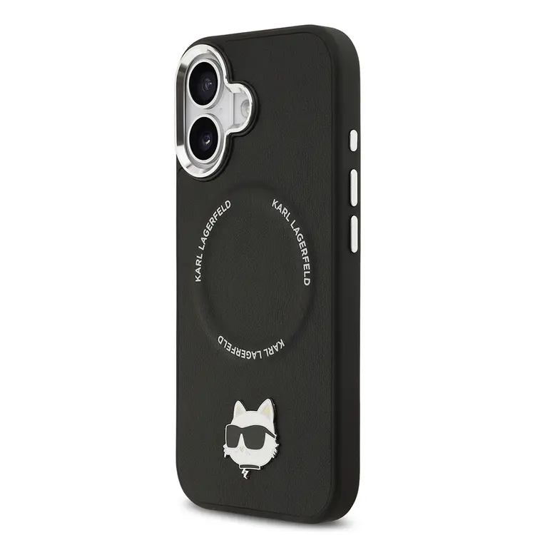 Apple iPhone 17 Kılıf Karl Lagerfeld Orjinal Lisanslı M-safe Şarj Özellikli Metal Kamera ve Buton Tasarımlı Choupette PU Deri Kapak