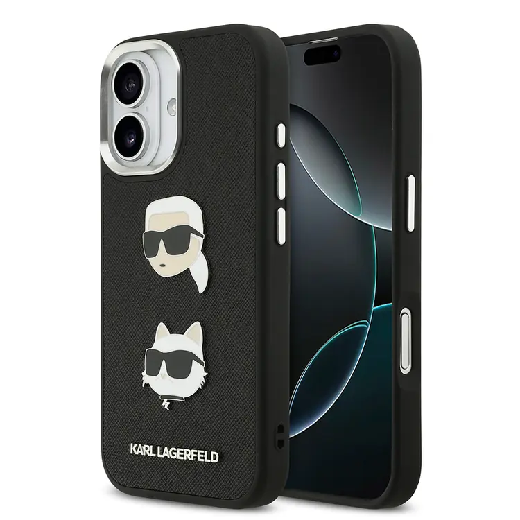 Apple iPhone 17 Kılıf Karl Lagerfeld Orjinal Lisanslı Metal Logolu K&C Heads Pin Kapak