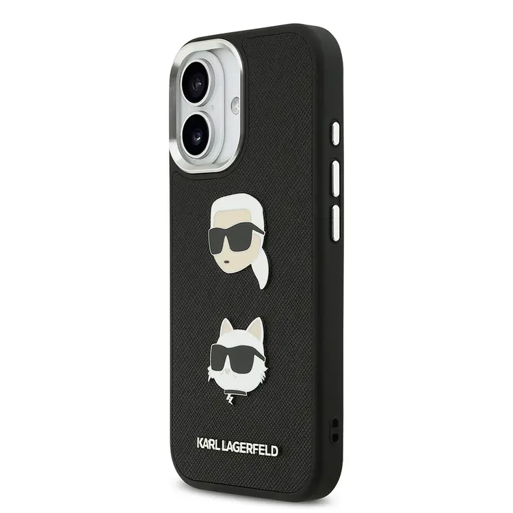 Apple iPhone 17 Kılıf Karl Lagerfeld Orjinal Lisanslı Metal Logolu K&C Heads Pin Kapak