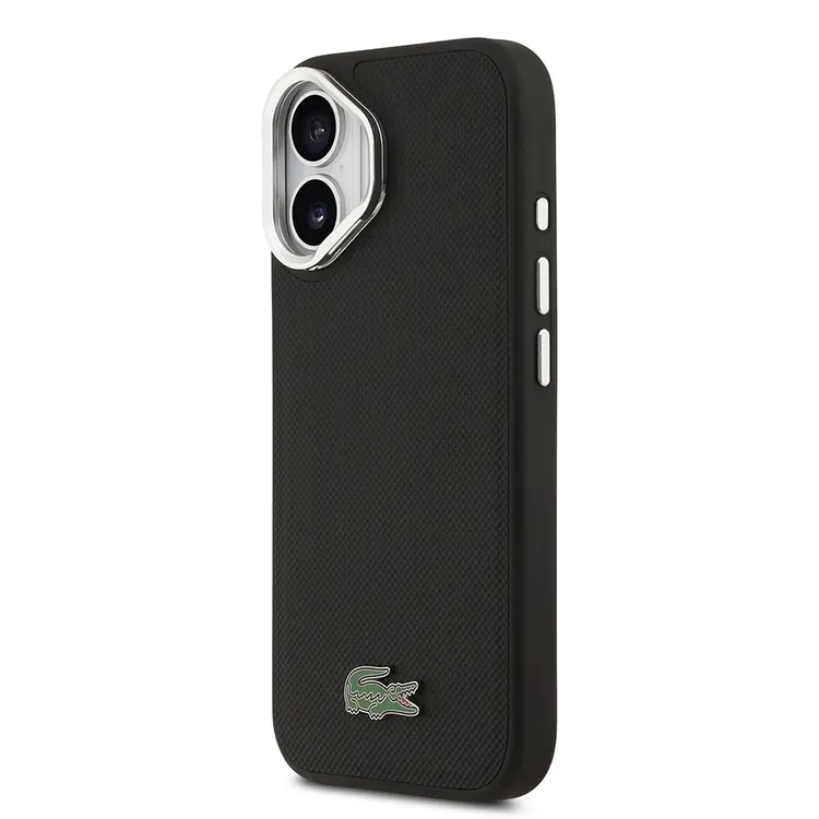 Apple iPhone 17 Kılıf Lacoste Orjinal Lisanslı M-safe Şarj Özellikli PU Pike Desenli Standlı Metal Logolu Kapak