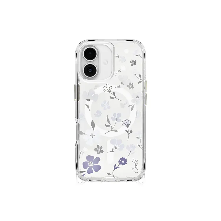 Apple iPhone 17 Kılıf M-safe Şarj Özellikli Şeffaf Arka Yüzey Çiçekli Coehl Amara Kapak
