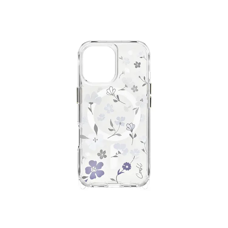 Apple iPhone 17 Kılıf M-safe Şarj Özellikli Şeffaf Arka Yüzey Çiçekli Coehl Amara Kapak