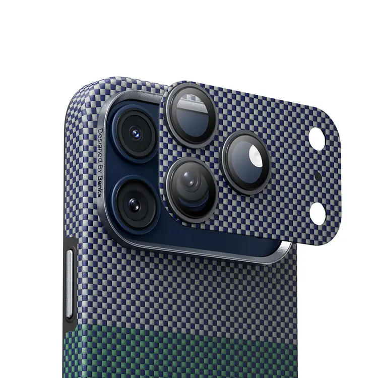 iPhone 17 Pro Kevlar Dokulu Kamera Lens Koruyucu - Benks ArmorWarrior Aurora