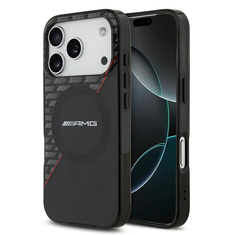 Apple iPhone 17 Pro Kılıf AMG Orjinal Lisanslı M-safe Şarj Özellikli Çift Katmanlı Kırmızı Çapraz Çizgili Kapak