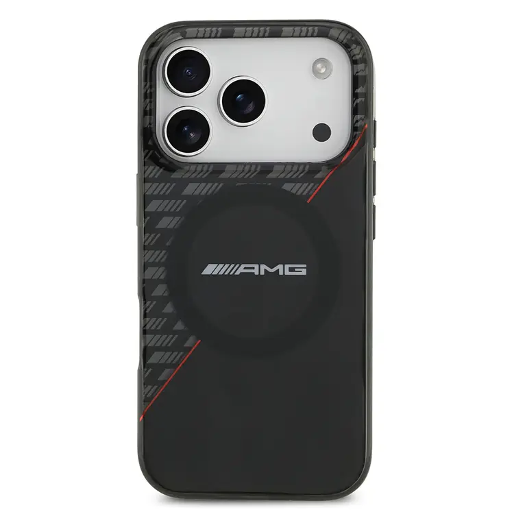 Apple iPhone 17 Pro Kılıf AMG Orjinal Lisanslı M-safe Şarj Özellikli Çift Katmanlı Kırmızı Çapraz Çizgili Kapak