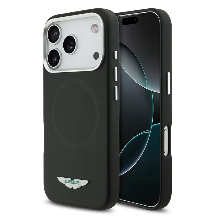 Apple iPhone 17 Pro Kılıf Aston Martin Orjinal Lisanslı M-safe Şarj Özellikli Metal Logolu PU Deri Kapak