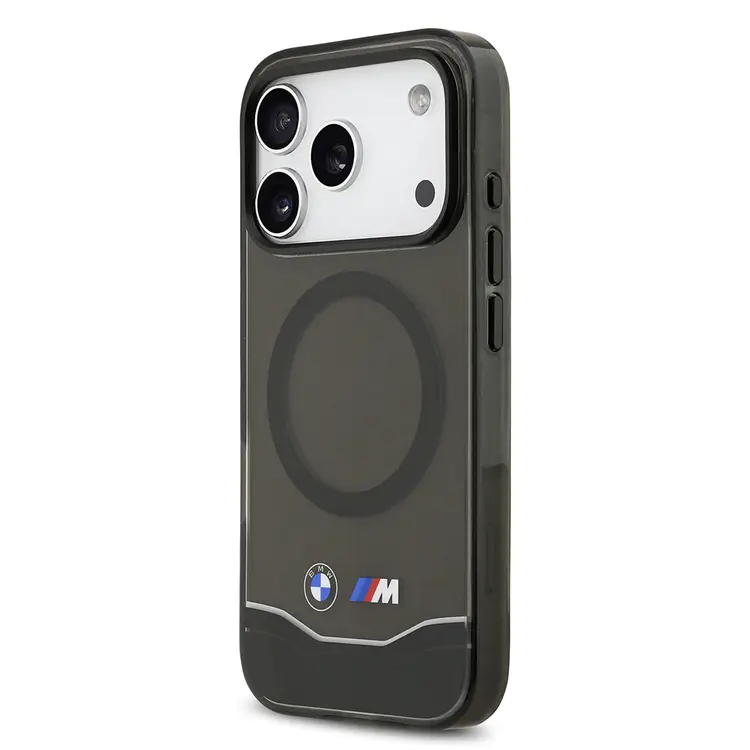 Apple iPhone 17 Pro Kılıf BMW Orjinal Lisanslı M-safe Şarj Özellikli Metal Buton Tasarımlı Tranparan M Dizayn Kapak