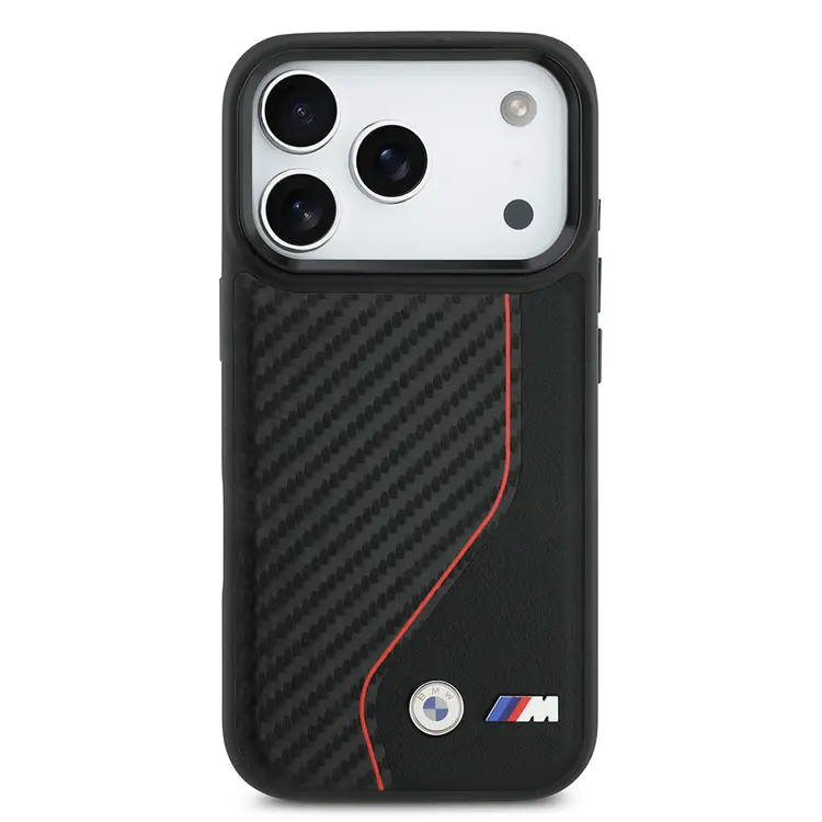 iPhone 17 Pro MagSafe Uyumlu Kılıf - BMW M Logolu PU Karbon Tasarım