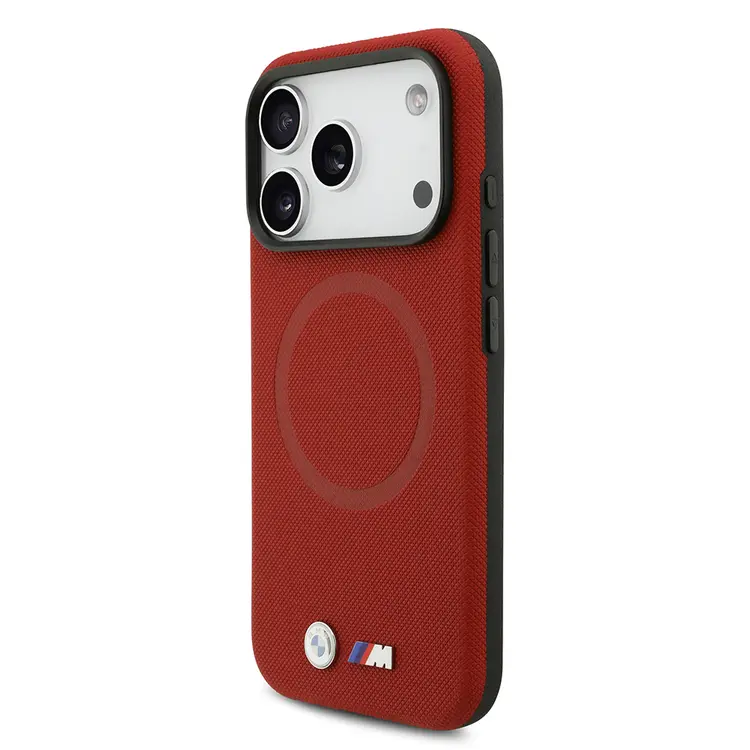 Apple iPhone 17 Pro Kılıf BMW Orjinal Lisanslı M-safe Şarj Özellikli Metal Logolu Delikli M Dizayn Deri Kapak