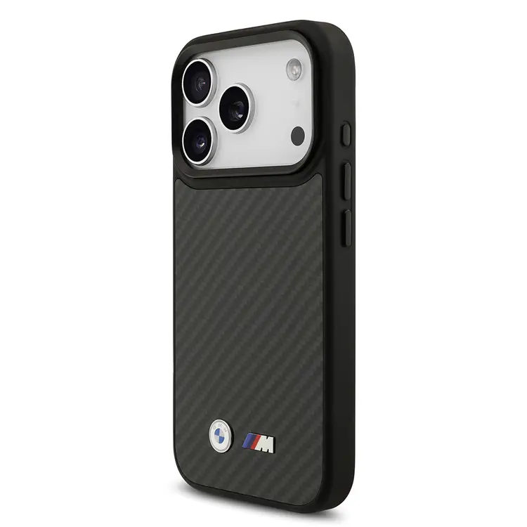 Apple iPhone 17 Pro Kılıf BMW Orjinal Lisanslı M-safe Şarj Özellikli Karbon Fiber Metal Logolu Kapak