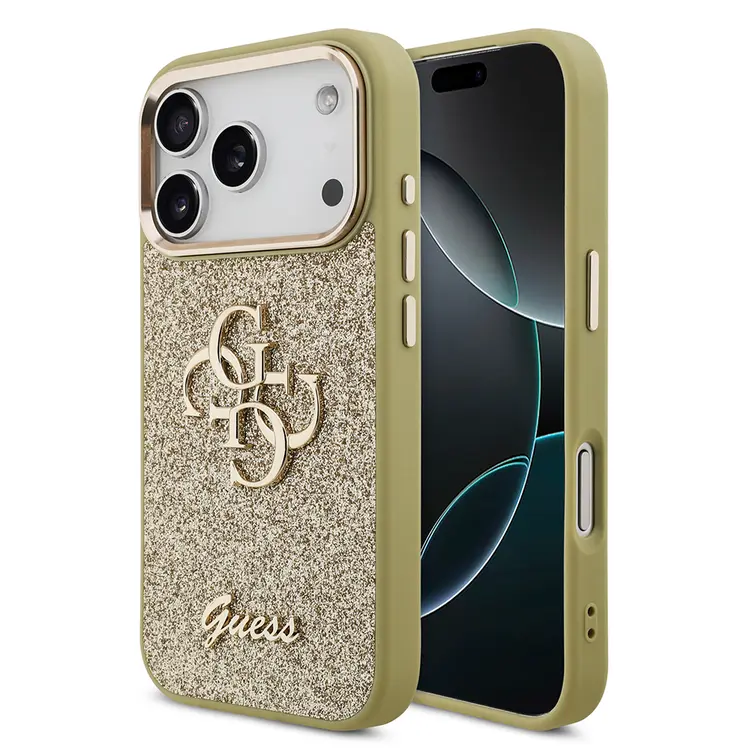 iPhone 17 Pro Metal Kamera Çerçeveli Glitter Kılıf - Guess